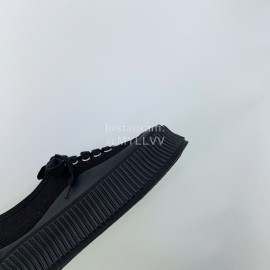 Jil Sander Summer Cowhide Canvas Shoes For Women Black