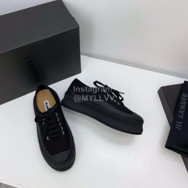 Jil Sander Summer Cowhide Canvas Shoes For Women Black