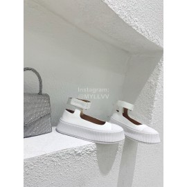 Jil Sander Thick Bottom Cowhide Canvas Shoes For Women White