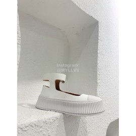 Jil Sander Thick Bottom Cowhide Canvas Shoes For Women White