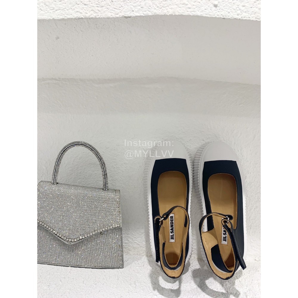 Jil Sander Thick Bottom Cowhide Canvas Shoes For Women 