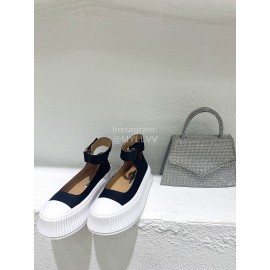 Jil Sander Thick Bottom Cowhide Canvas Shoes For Women 