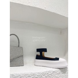 Jil Sander Thick Bottom Cowhide Canvas Shoes For Women 