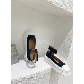 Jil Sander Thick Bottom Cowhide Canvas Shoes For Women 