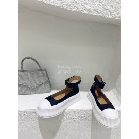 Jil Sander Thick Bottom Cowhide Canvas Shoes For Women 