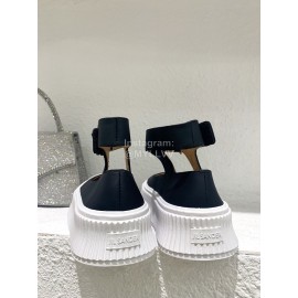 Jil Sander Thick Bottom Cowhide Canvas Shoes For Women 