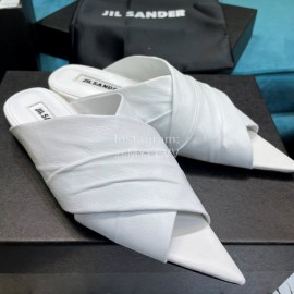 Jil Sander Sheepskin Pointed Shoes For Women White