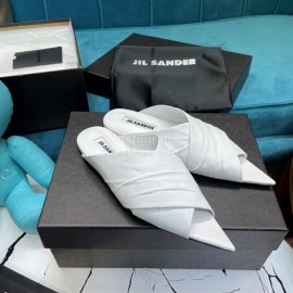 Jil Sander Sheepskin Pointed Shoes For Women White