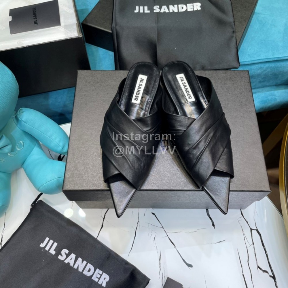 Jil Sander Sheepskin Pointed Shoes For Women Black