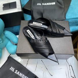 Jil Sander Sheepskin Pointed Shoes For Women Black