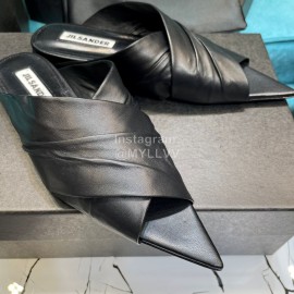 Jil Sander Sheepskin Pointed Shoes For Women Black