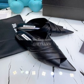 Jil Sander Sheepskin Pointed Shoes For Women Black