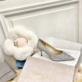 Jimmy Choo New Crystal Powder Pointed High Heels For Women Silver