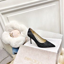 Jimmy Choo Fashion Crystal Powder Pointed High Heels For Women Black