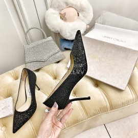 Jimmy Choo Fashion Crystal Powder Pointed High Heels For Women Black
