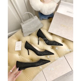 Jimmy Choo Fashion Crystal Powder Pointed High Heels For Women Black
