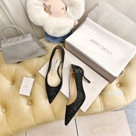 Jimmy Choo New Crystal Powder Pointed High Heels For Women Black
