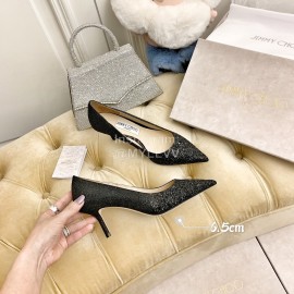 Jimmy Choo New Crystal Powder Pointed High Heels For Women Black