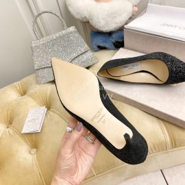 Jimmy Choo New Crystal Powder Pointed High Heels For Women Black