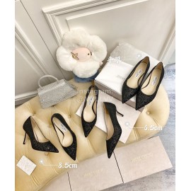 Jimmy Choo New Crystal Powder Pointed High Heels For Women Black