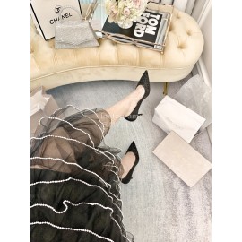 Jimmy Choo New Crystal Powder Pointed High Heels For Women Black