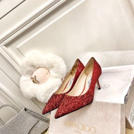 Jimmy Choo New Crystal Powder Pointed High Heels For Women Red