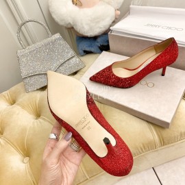 Jimmy Choo New Crystal Powder Pointed High Heels For Women Red