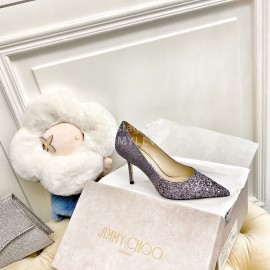 Jimmy Choo New Crystal Powder Pointed High Heels For Women Gray