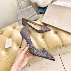 Jimmy Choo New Crystal Powder Pointed High Heels For Women Gray