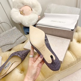 Jimmy Choo New Crystal Powder Pointed High Heels For Women Gray