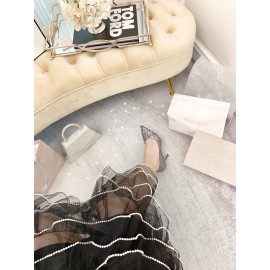 Jimmy Choo New Crystal Powder Pointed High Heels For Women Gray