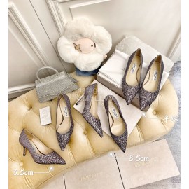 Jimmy Choo New Crystal Powder Pointed High Heels For Women Gray