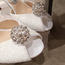 Jimmy Choo Spring Summer Sheepskin High Heel Sandals For Women White