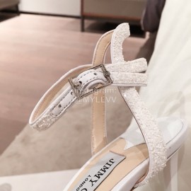 Jimmy Choo Spring Summer Sheepskin High Heel Sandals For Women White