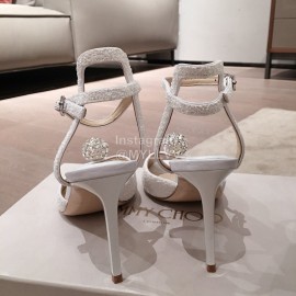 Jimmy Choo Spring Summer Sheepskin High Heel Sandals For Women White