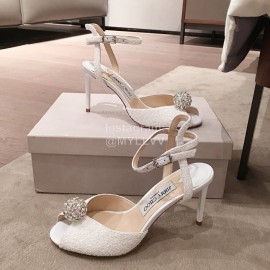 Jimmy Choo Spring Summer Sheepskin High Heel Sandals For Women White