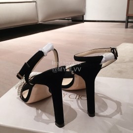 Jimmy Choo Spring Summer Sheepskin High Heel Sandals For Women Black