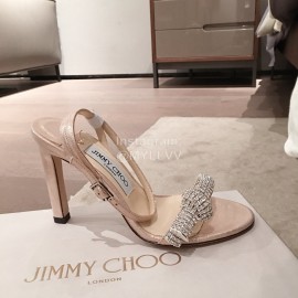 Jimmy Choo Spring Summer Sheepskin High Heel Sandals For Women Khaki