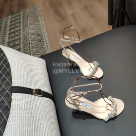 Jimmy Choo Summer Sheepskin Diamond High Heel Sandals For Women Apricot