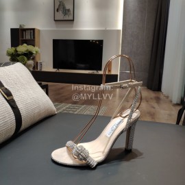 Jimmy Choo Summer Sheepskin Diamond High Heel Sandals For Women Apricot