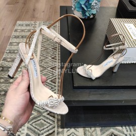 Jimmy Choo Summer Sheepskin Diamond High Heel Sandals For Women Apricot