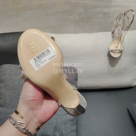 Jimmy Choo Summer Sheepskin Diamond High Heel Sandals For Women Apricot
