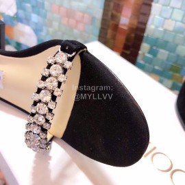 Jimmy Choo New Diamond Belt Thick High Heeled Slippers For Women Black