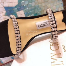 Jimmy Choo New Diamond Belt High Heeled Slippers For Women Black