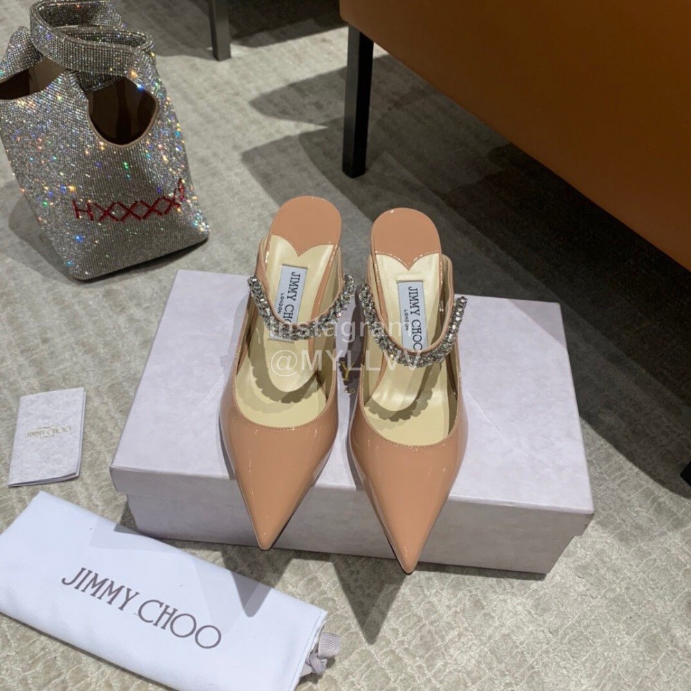 Jimmy Choo Summer Cattle Patent Leather High Heeled Sandals For Women Pink