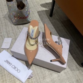 Jimmy Choo Summer Cattle Patent Leather High Heeled Sandals For Women Pink