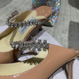 Jimmy Choo Summer Cattle Patent Leather High Heeled Sandals For Women Pink