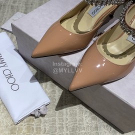 Jimmy Choo Summer Cattle Patent Leather High Heeled Sandals For Women Pink