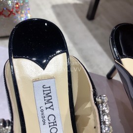 Jimmy Choo Summer Cattle Patent Leather High Heeled Sandals For Women Black