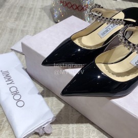 Jimmy Choo Summer Cattle Patent Leather High Heeled Sandals For Women Black